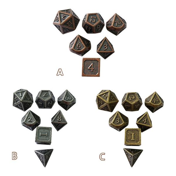 

7шт / комплект творческий rpg dice dd metal плашек набор для dungeons dragons innovative металла dice set entertainment toy, Black