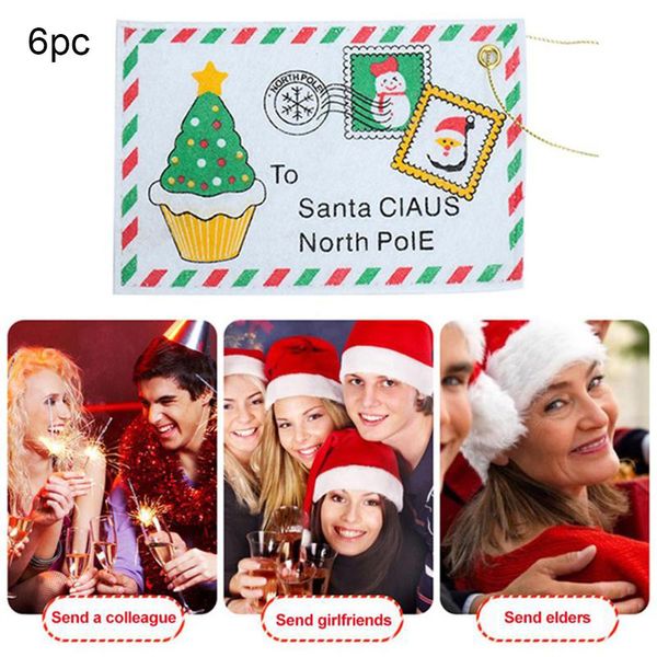 

christmas cards 6pcs greeting cards envelope non-woven fabric candy bag card bag christmas tree hanging decoration #3o9