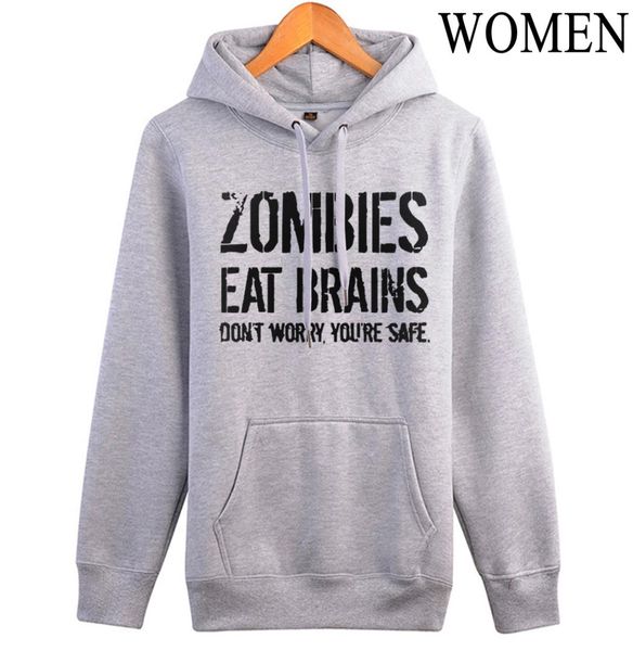 

2019 fall winter new kpop hoodies zombies eat brains so you're safe sweatshirts women harajuku pink tracksuits femme hooded, Black