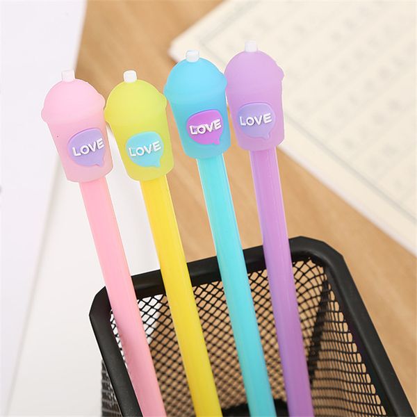

4 color/lot wishing bottle gel pen cute black ink gel pen signature assignment boy girl learning stationery gift