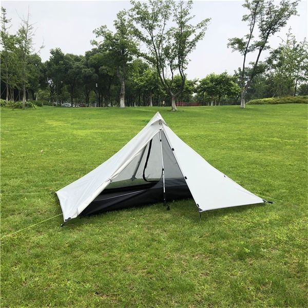 

oudoor one person pyramid tent rodless double layer waterproof lightweight camping tent ultralight fishing hunting