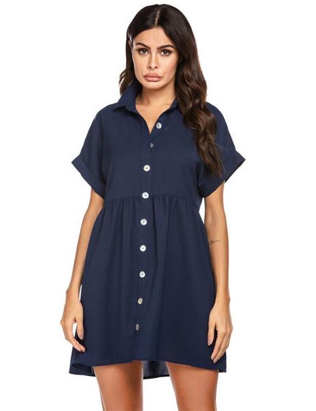 

сплошной цвет шифоновое платье летняя мода famale clothing новое платье женские новые дизайнерские лацканы с коротким рукавом, Black;gray