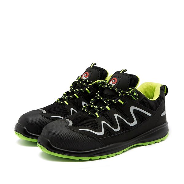 

mens large size luxury fashion breathable steel toe caps work safety shoes anti-pierce worker security boots protection footwear, Black