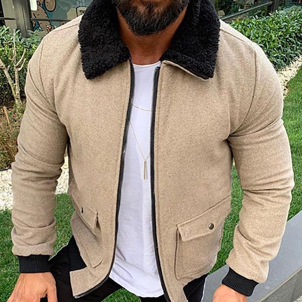 

шея зимняя куртка мужская мода с длинным рукавом толстые теплые пальто повседневные сплошные цвета куртка дизайнер лацкан, Black;brown