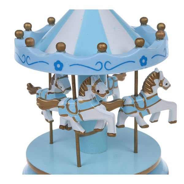 

musical carousel horse wooden carousel music box toy child baby light blue game other home decor