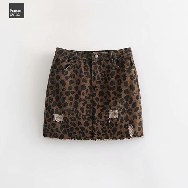 

leopard women skirts print hole jean pencil skirt faldas mujer ladies high qun122 cowboy broken style denim street, Black