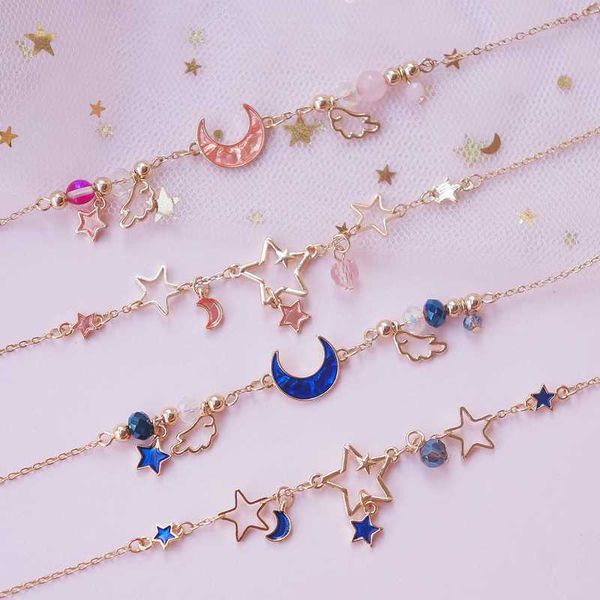 

moon and stars bracelets collection dreamy color stone rhinestone girl's immortal versatile women's, Black