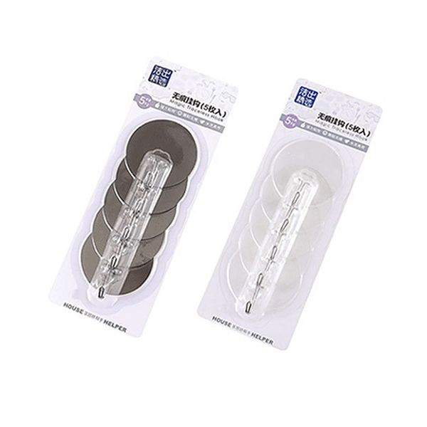 

5pcs round shaped transparent self adhesive seamless hook hangers home kitchen bathroom gadget accessories