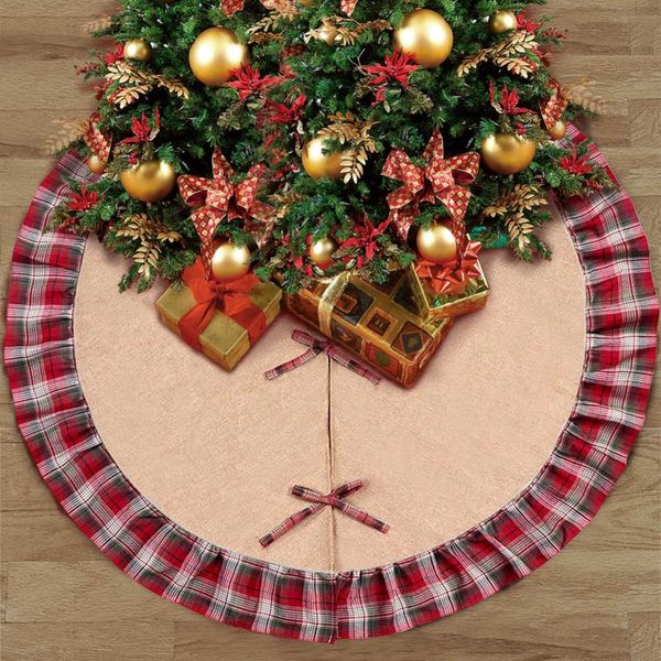 

104cm checked cloth christmas tree skirt party ornaments new year decor