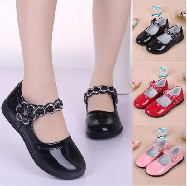 

children' leather shoes girls spring and autumn 2020 new black soft bottom student performance shoes big kids princess, Black;grey