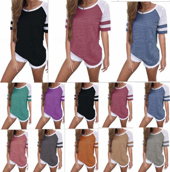 

Plu ize women ummer t hirt triped hort leeve patchwork t hirt track uit port top loo e tee color matching hirt new 5xl b3123