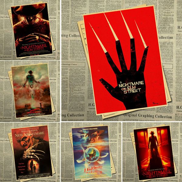 

classic american horror movie a nightmare on elm street retro poster vintage wall decor for home bar cafe