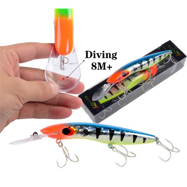 

high quanlity abs plastic casting deep diving wobbler fishing lure 26g 16cm 3d lifelike big game minnow laser bait with 3 hooks