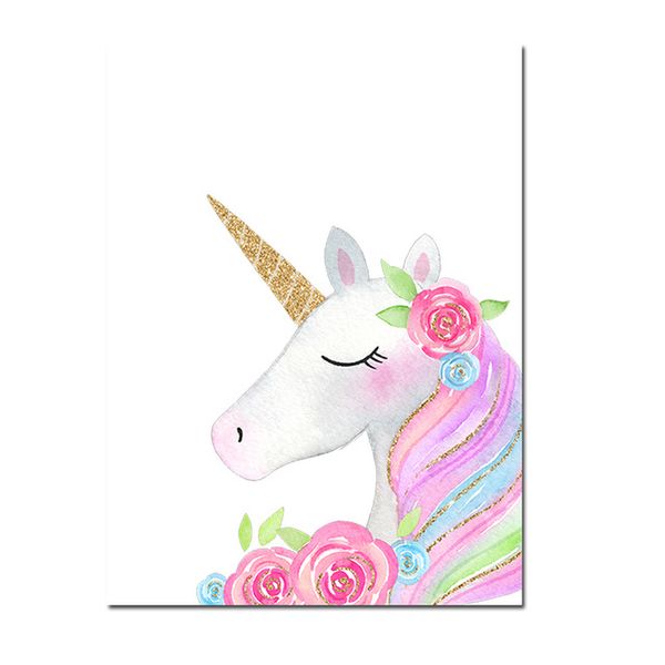 

cartoon wall art poster and print pink unicorn stars canvas painting for kids girl nursery bedroom decor modern wall mural chart