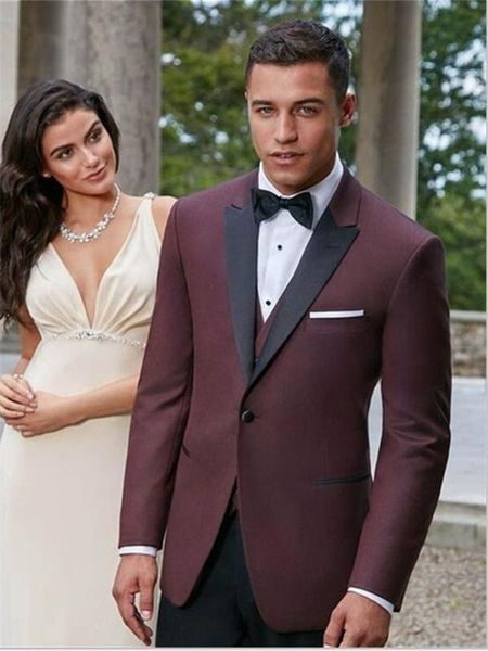 

new elegant men's suit latest designs burgundy wedding slim fit tuxedo custom groom prom blazer terno masculino men's suit 3 pie, White;black