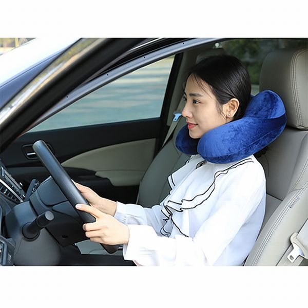 

new inflatable u-shaped outdoor travel pillows portable pillow neckrest folding slow rebound memory foam train plane