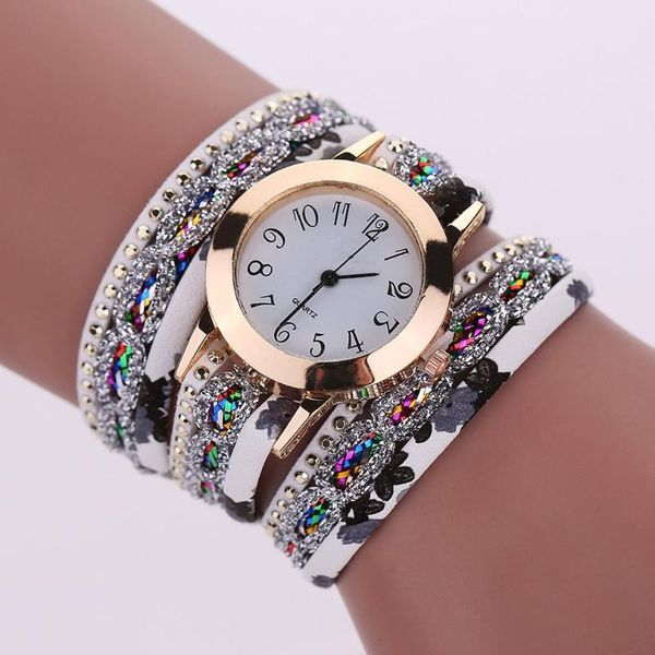 

fashion women watch rhinestone rivet strap round dial quartz wristwatch quiet movement business casual alloy watch, Slivery;brown