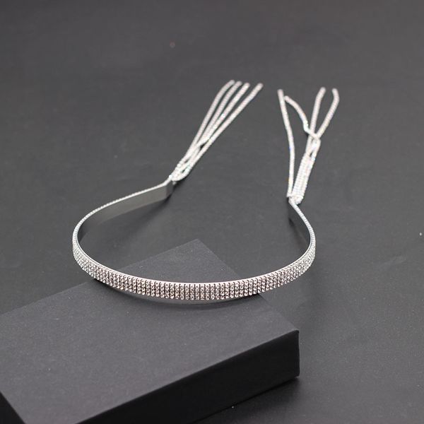 

new simple fashion rhinestone tassel headband dance show travel gift hair accessories 687, White;golden