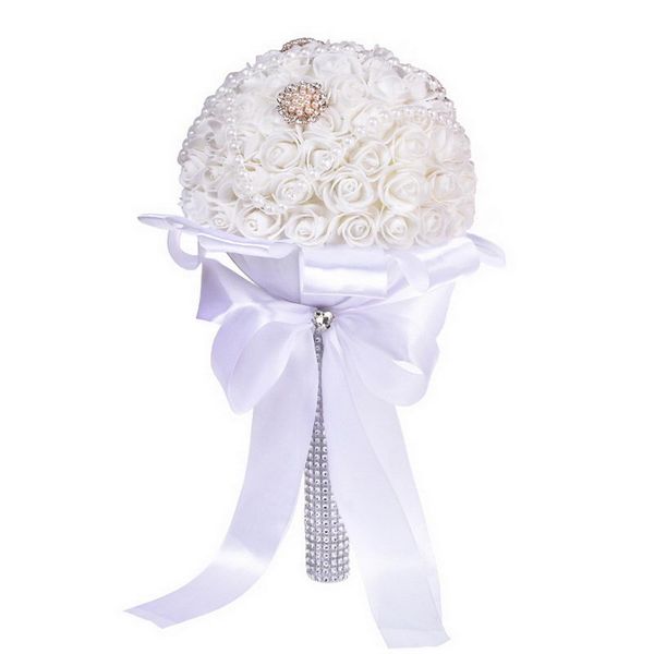

hand bouquet bridesmaid bridal artificial flowers with lace pearl for wedding dnj998