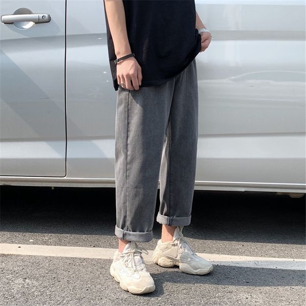 

дизайнеры лето новые повседневные джинсы новые прямые брюки мода тенденция широкие ноги свободные печатные мужские джинсы, Blue