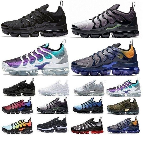 

tn plus casual shoes for men women sneakers mens trainer white rainbow lemon lime silver gradient breathable casual shoe 36-45, Black