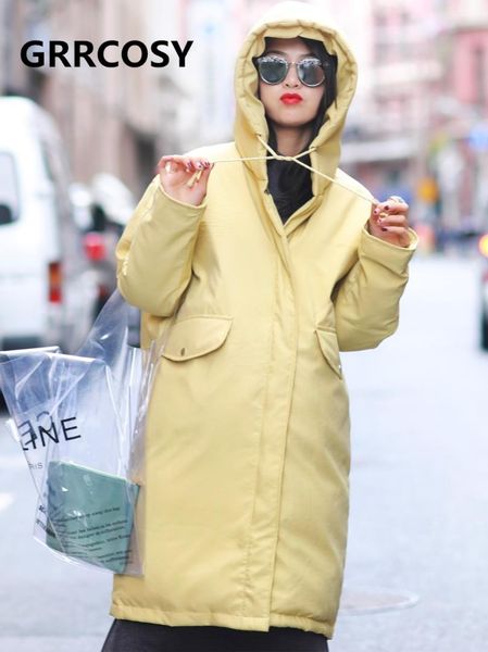 

grrcosy maternity long coat new winter hooded jacket coat women's pregnant women clothing long thick warm cotton loose, White