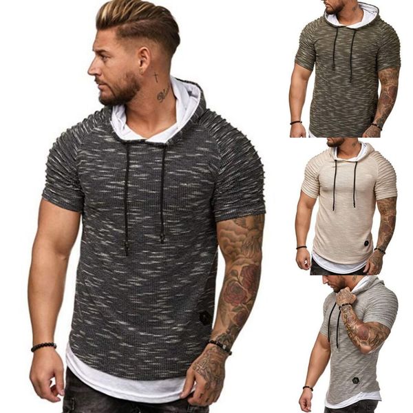 

Mens Solid Color Hooded Tshirt Short Sleeve Mens Designer Tops Teenager Fashion Tees