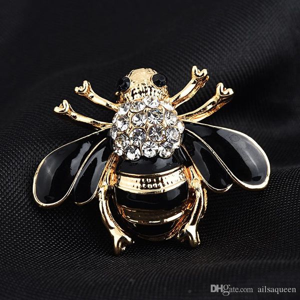 

designer luxury brooches animal brooch pins crystal rhinestones bee themed brooch for women's clothes dress scarf decor, Gray