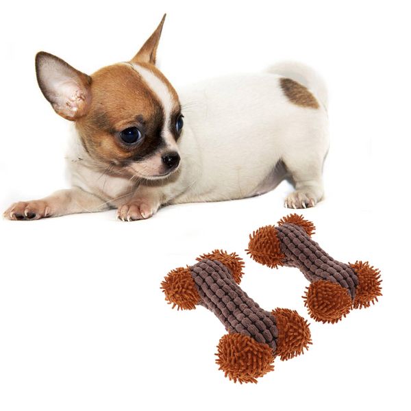 

pet dog chew toys bone shape plush pets puppy playing sound toy cotton
