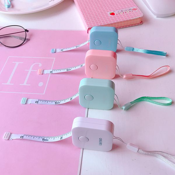 

portable colorful keychain 1.5m retractable ruler centimeter/inch tape measure mini ruler cute design great for travel camping