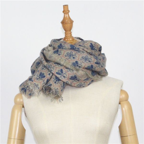 

fashion female scarf imitation cashmere bee printing warm soft scarf autumn winter women men shawl unisex, Blue;gray