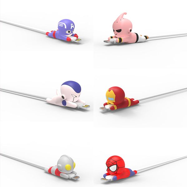 

cable winder for iphone 5 6 7 8 x superhero cable accessory animal bites usb data cable protector usb charger cord protection