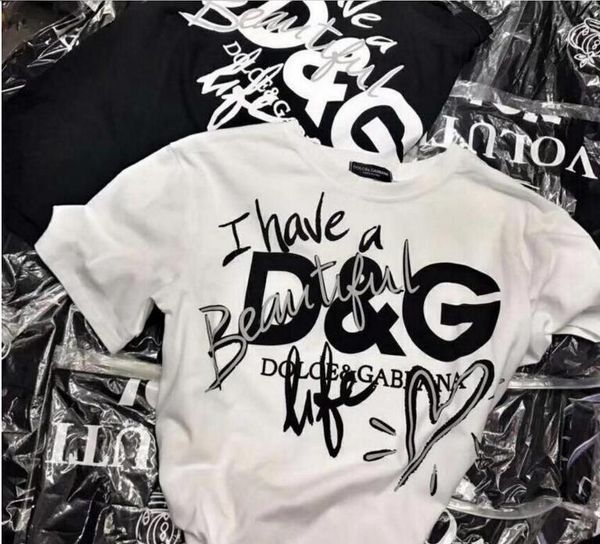 

Spring ummer letter logo print t hirt female pure loo e character doodle round collar hort leeve large ver ion of the t hirt hoodie, White