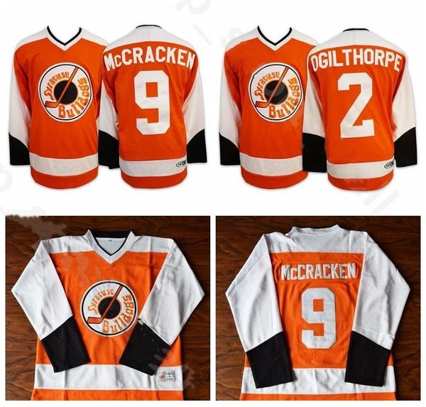 

syracuse 9 tim dr hook mccracken jerseys slap sslapsmovie hockey 2 ogie ogilthorpe jersey all stitched team color orange, Black;red