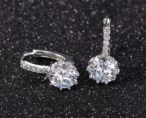 

2020 ear stud earrings for women 11 colors round with cubic zircon charm flower stud earrings women jewelry gift diamond earings, Golden;silver