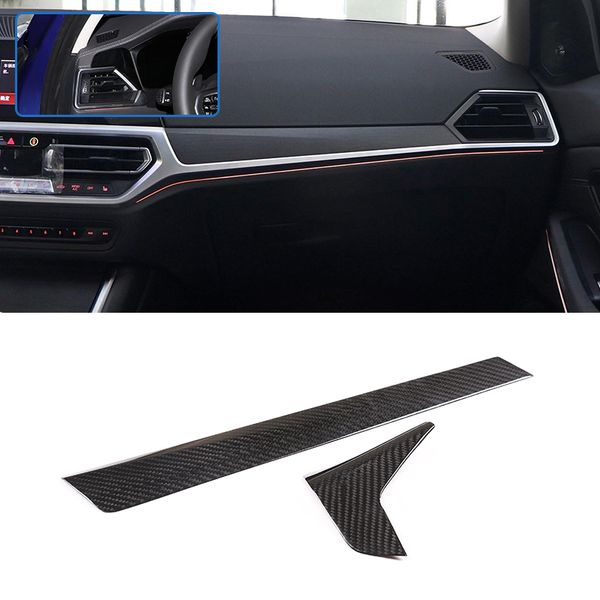 

real carbon fiber center console dashboard trim strips 2pcs abs car styling for 3 series g20 g28 2020 lhd