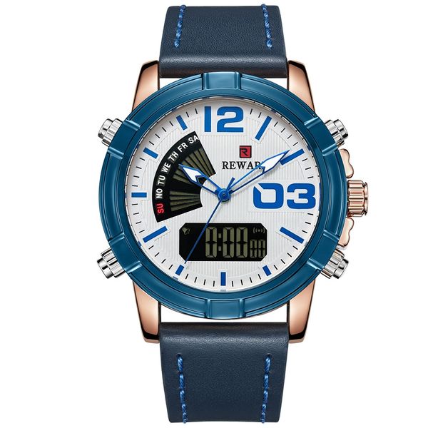 

reward rd63092m men's double movement electronic sports watch, Slivery;brown