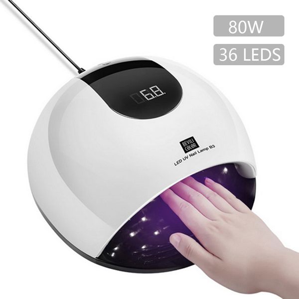 

b3 professional led uv lamp 80w nail dryer polish gel dual light source manicure machine for curing nail gel art salon tool hot