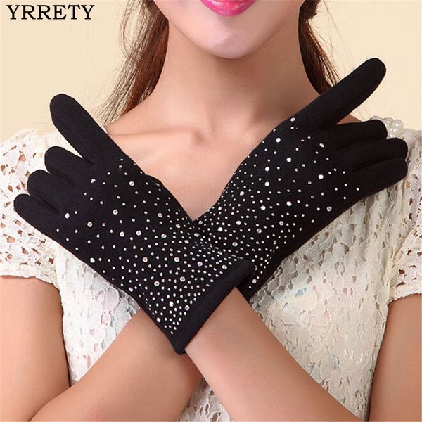 

yrrety winter spring 2019 bead gypsophila glove solid wool gloves for women wrist touching screen mittens glove women' gloves, Blue;gray