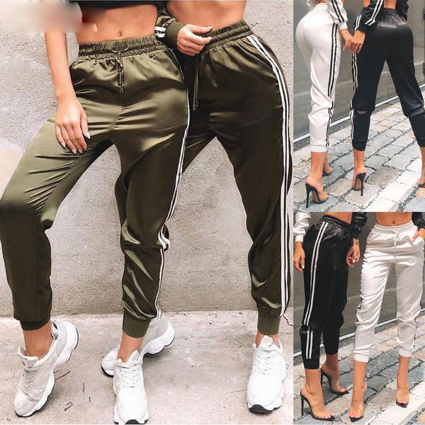 

ladies pants new women fashion casual comfy fitness pants running gym sport high waist jogging pants trousers drop shipping, Black;white