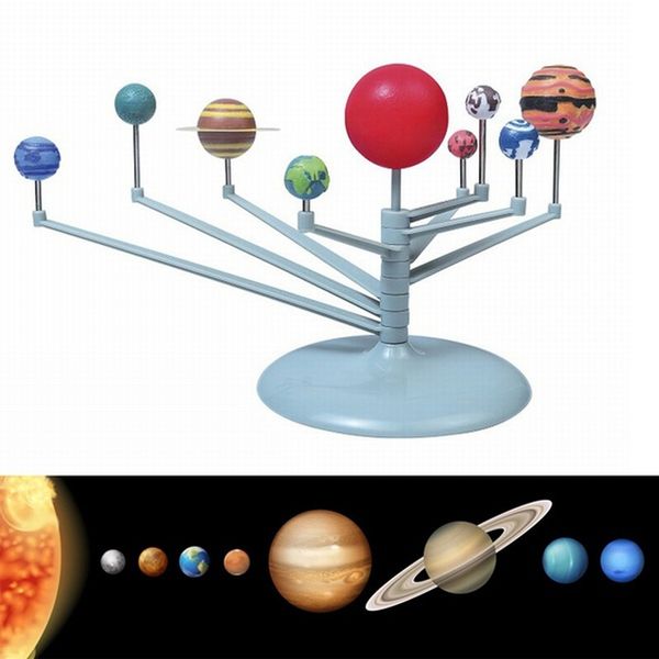 

children assemble nine planets early education solar system brain power develop astronomy kids science diy planetarium model kit