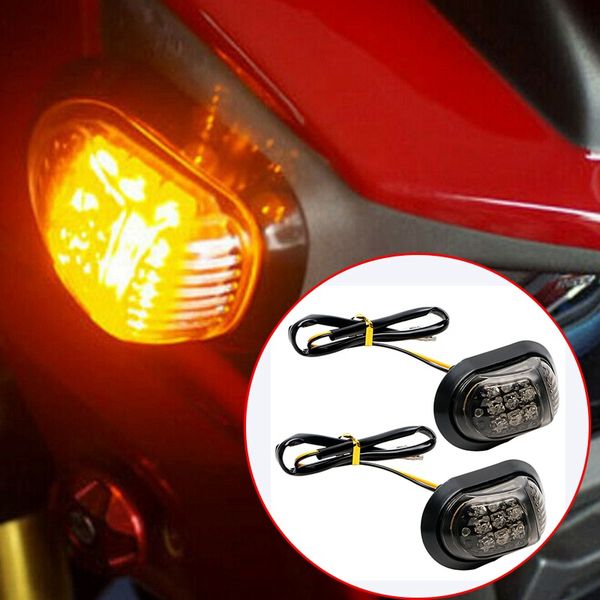 

2x 12v amber motorcycle 9 led flush mount turn signals indicators blinker light