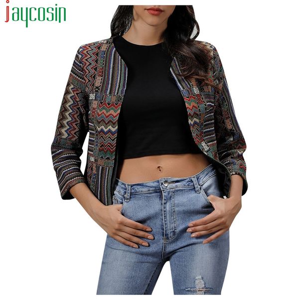 

women embroidered jacket vintage ethnic print fashion slim long sleeve coats ladies plus size autumn winter jacket feminina, Black;brown
