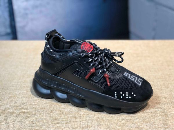 

019 luxury chain reaction sneaker designer trainers chain men women all black white chain linked luxury designer sport fashion shoes