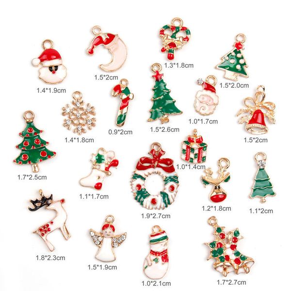 

19pcs/set new year xmas reindeer metal alloy mixed christmas charms jewelry pendants decoration baubles