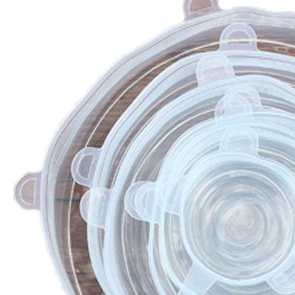 

6шт силикона stretch люки свежих продуктов обертывания bowl cup пот обложка seal многоразовый