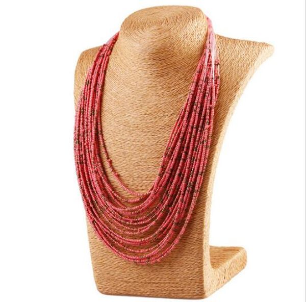 

blingbling retro measle exaggerated personality necklace bohemia droplets new multi-layer m batch of pearl necklace mixed color optional, Silver