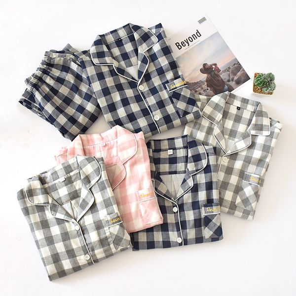 

women's sleepwear womens men couple pajamas plaid pajama set women cotton pyjamas autumn loose pijamas long sleeve, Black;red