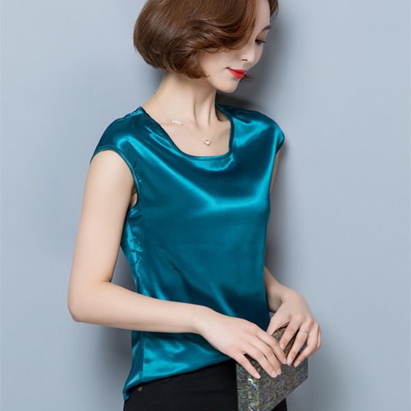 

women blouses casual silk blouse summer loose basic satin shirt work wear blusas feminina shirts plus size xxxl/4xl, White