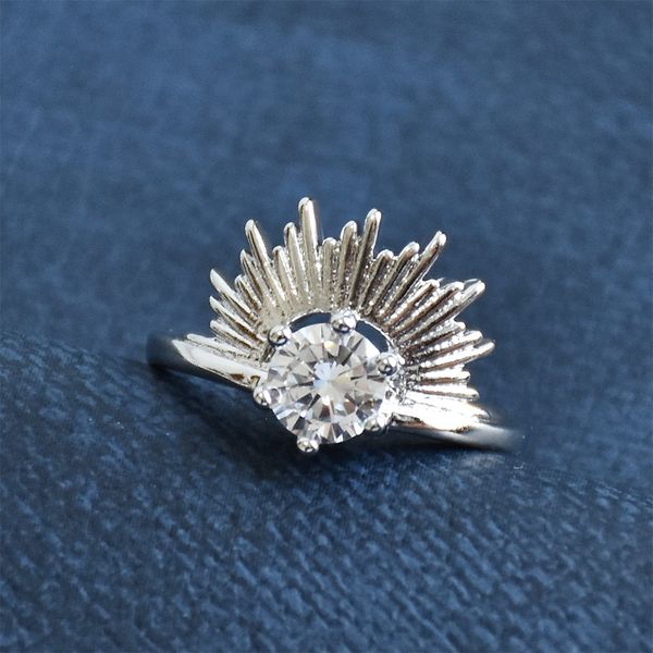 

sunshine shape crystal engagement rings women wedding band rings for female rose gold rings jewelry gift fashion jewelry zr101